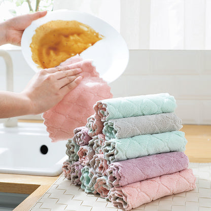 Dual-sided dish cloth in pink and green