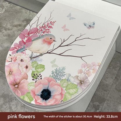 Charming Pink Floral Toilet Lid Cover Image 1