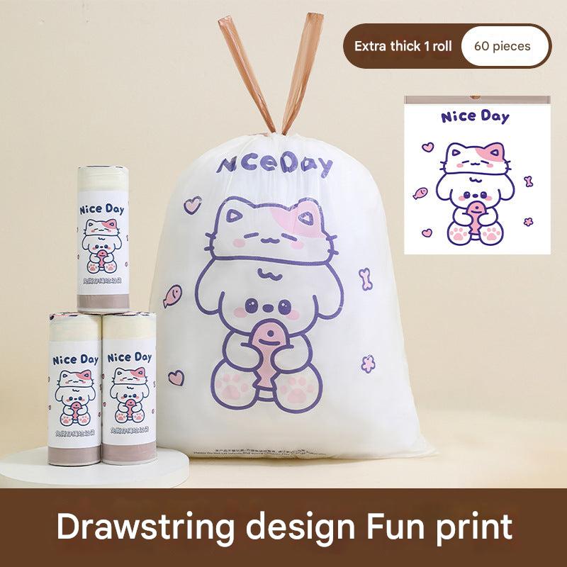 Tear-resistant drawstring bag for household waste